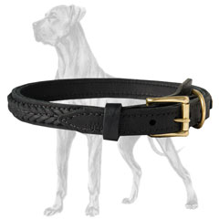 Great Dane Braided Leather Collar Dog Handling
