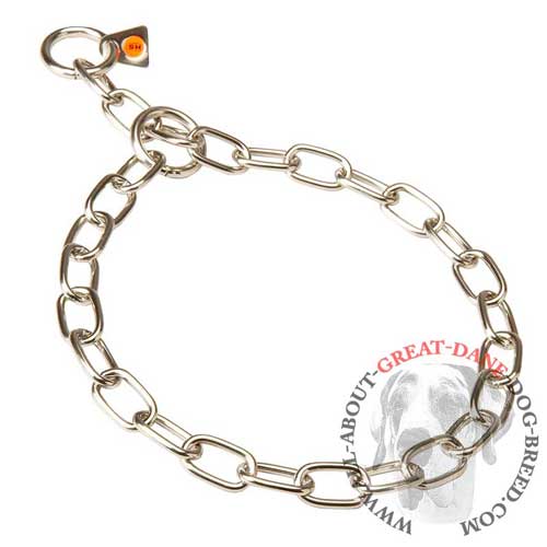 Easy in use choke chain Great Dane collar with O-rings 