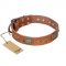 'Catchy Look' FDT Artisan Decorated Tan Leather Great Dane Collar