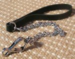 Quality dog leash with leather handle and Herm Sprenger chain and snap hook for Great Dane
