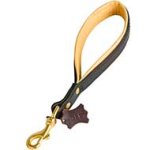 Short Genuine Leather Great Dane Leash with Padded Handle