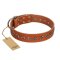 "Star Trek" FDT Artisan Tan Leather Great Dane Collar Decorated with Stars