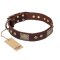 FDT Artisan 'Loving Owner' Decorated Leather Great Dane Dog Collar with Plates and Studs 1 1/2 inch (40 mm)