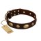 "Hebe's Jewel" FDT Artisan Brown Genuine Leather Great Dane Collar
