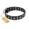 'Refined Essence' FDT Artisan Black Leather Great Dane Dog Collar with Silvery Studs - 1 1/2 inch (40 mm) Wide