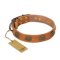 'Magic Amulet' FDT Artisan Tan Leather Great Dane Collar with Oval Studs