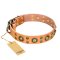 'Sophisticated Glamor' FDT Artisan Genuine Leather Collar with Old-bronze Plated Decorations for Great Dane