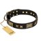 'Passion for Style and Beauty' FDT Artisan Decorated Black Leather Great Dane Collar