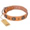 'Twinkle Twinkle' FDT Artisan Incredible Studded Tan Leather Great Dane Collar with Silver-Like Circles