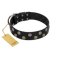 "Egyptian Style" Handcrafted FDT Artisan Black Leather Great Dane Collar with Medallions