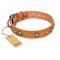 'Feast of Luxury' FDT Artisan Great Dane Tan Leather Dog Collar with Old Bronze-Like Plated Circles - 1 1/2 inch (40 mm) wide