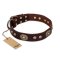 'Breath of Elegance' FDT Artisan Decorated with Plates Brown Leather Great Dane Collar