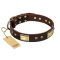 FDT Artisan 'Rich Fashion' Decorated Leather Great Dane Collar with Plates and Studs - 1 1/2 inch (40 mm) wide