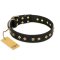 'Rhomb Style' FDT Artisan Great Dane Black Leather Dog Collar with Old Bronze-Like Plated Studs 1 1/2 inch (40 mm) Wide