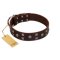 "Brown Shadow" Designer Handmade FDT Artisan Brown Leather Great Dane Collar