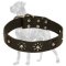 "Elegant Flower" Leather Dog Collar for Great Dane Walking
