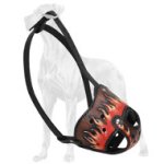 New Exclusive Design Leather Great Dane Muzzle with Handpainted Flames