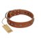 "Broadway" Handmade FDT Artisan Tan Leather Great Dane Collar with Dotted Pyramids