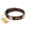 "Sense of Freedom" FDT Artisan Brown Leather Great Dane Collar with Old Bronze-Plated Studs and Plates