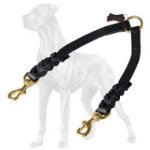 Leather Coupler with Braids for Walking 2 Great Dane Dogs