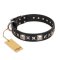 'Space Walk' FDT Artisan Black Leather Great Dane Dog Collar with Adornments