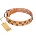 "Precious Sparkle" FDT Artisan Handcrafted Tan Leather Great Dane Collar