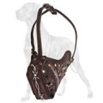 Handpainted Leather Dog Muzzle for Great Dane Breed Safe Attack Training