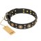 'Baroque Chic' FDT Artisan Studded Black Leather Dog Collar for Walking with Great Dane