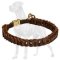 Braided Choke Leather Great Dane Collar with Quick Release Buckle