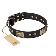 'Jewel Passion' FDT Artisan Fashionable Black Leather Great Dane Dog Collar