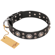 FDT Artisan 'Vintage Necklace' Studded Leather Great Dane Collar - 1 1/2 inch (40mm) wide
