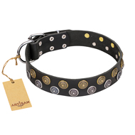 'Romantic Breeze' FDT Artisan Leather Great Dane Collar with Sparkling