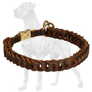 Braided Choke Leather Great Dane Collar with Quick Release Buckle