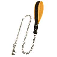 Large Great Dane Leash with Leather Padded Handle and HS snap hook and chain