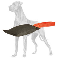 Drive and Retrieve Building Great Dane Gear - Leather Dog Bite Tug with 1 Handle