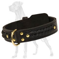 Royal Quality Decorated Genuine Leather Great Dane Collar