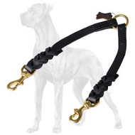 Leather Coupler with Braids for Walking 2 Great Dane Dogs