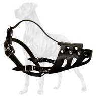 Anti-Barking Genuine Leather Muzzle for Great Dane