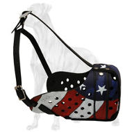 American Flag Painted Leather Great Dane Muzzle