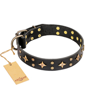 "A La Mode" FDT Artisan Black Great Dane Collar of Genuine Leather