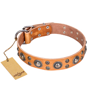 "Extra Sparkle" FDT Artisan Tan Natural Leather Collar for Great Dane