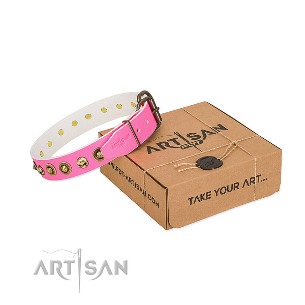 Leather collar with unusual embellishments for your four-legged friend