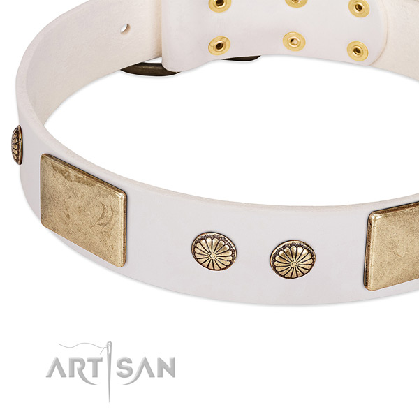 Rust resistant hardware on full grain natural leather dog collar for your canine