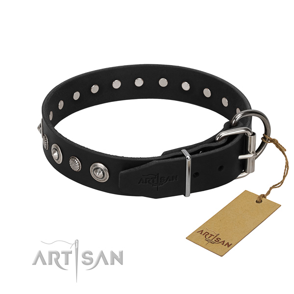 High quality genuine leather dog collar with top notch decorations