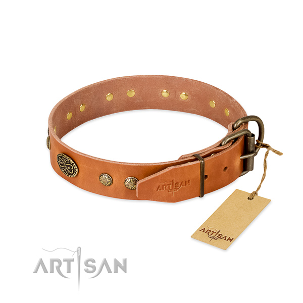 Strong buckle on leather dog collar for your pet