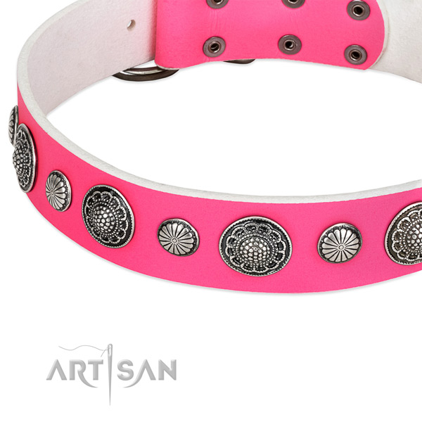 Natural leather collar with strong buckle for your lovely pet