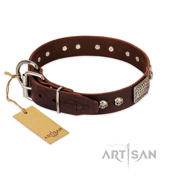 Durable hardware on comfy wearing dog collar