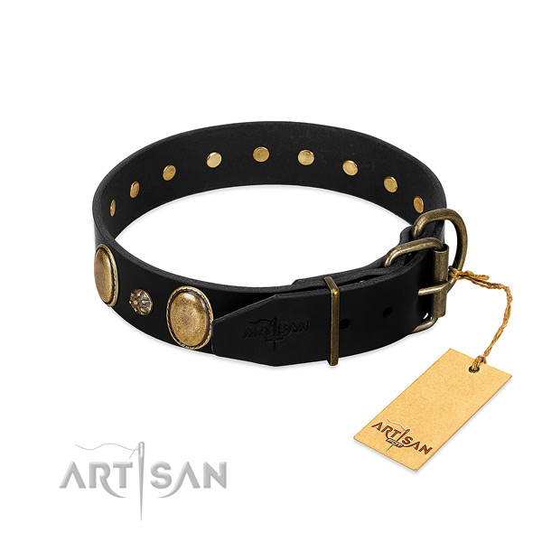 Everyday use quality natural genuine leather dog collar