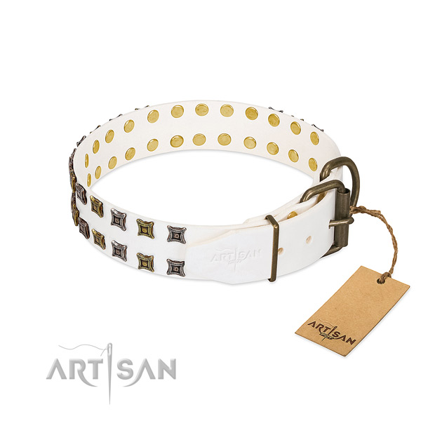 Reliable natural leather dog collar handcrafted for your pet
