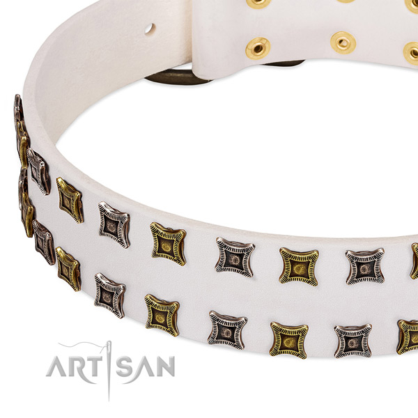 Soft genuine leather dog collar for your handsome four-legged friend
